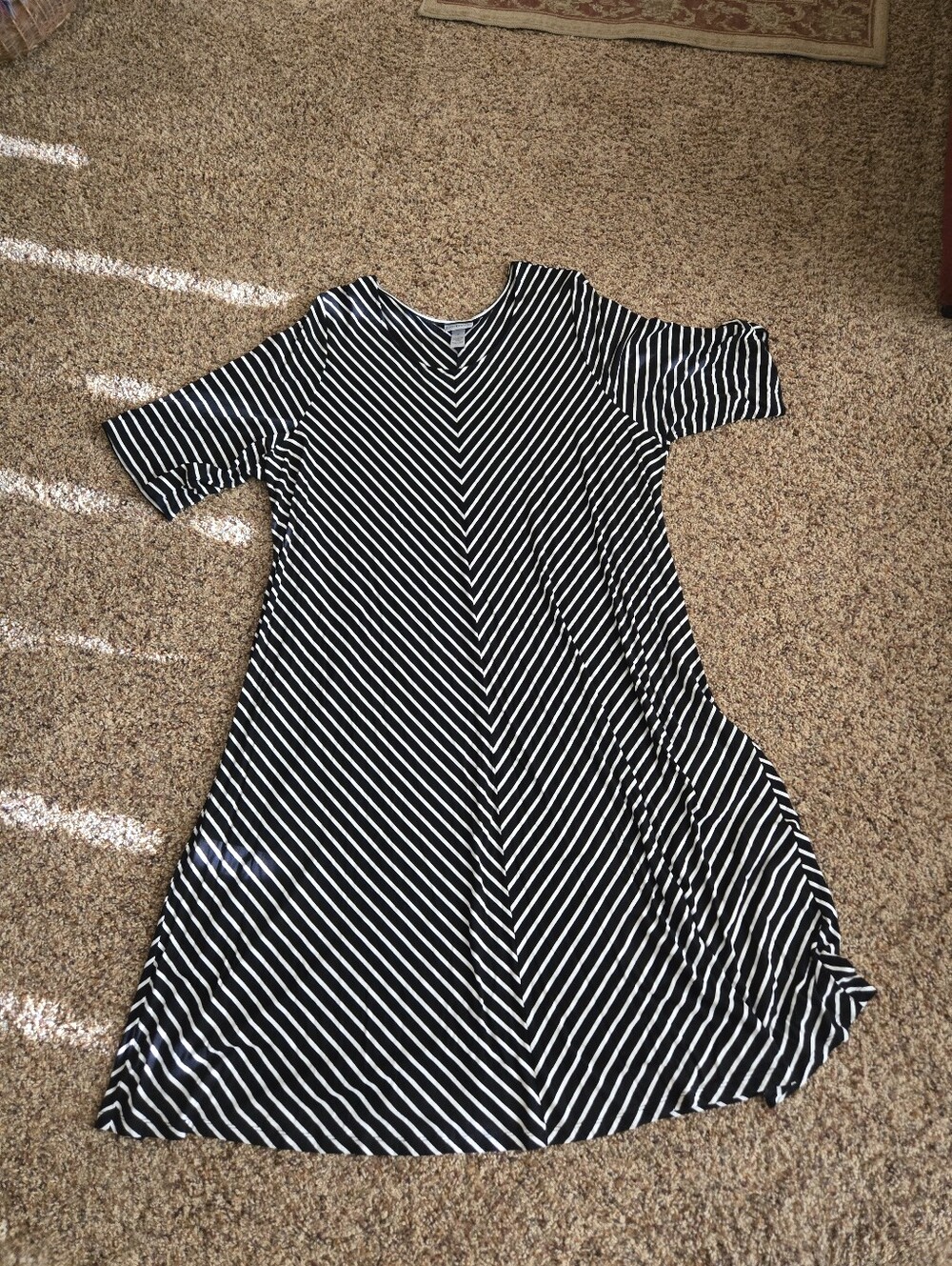Catherines Black Bias Stripe Knit Dress Size 5x